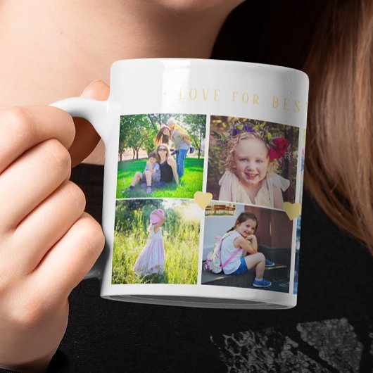 12 foto collage LIEFDE voor de BEESTE MOEDER gele  Koffiemok