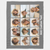 12 Foto-collage met Charcoal Gray Background Fleece Deken (Voorkant)