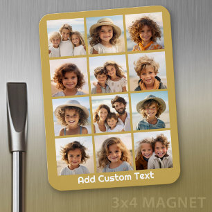 12 Foto-collage met Gold-achtergrond Magneet