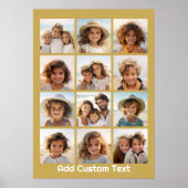 12 Foto-collage met gouden achtergrond en tekst Poster (Voorkant)