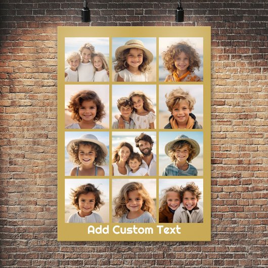 12 Foto-collage met gouden achtergrond en tekst Poster