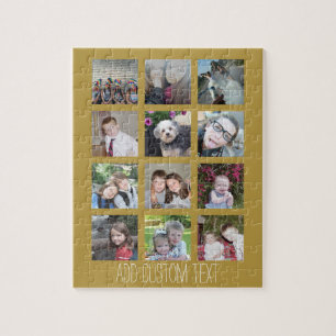 12 Foto Collage met Gouden Achtergrond Legpuzzel