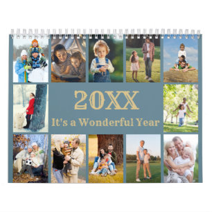 12 Foto collage met maandelijkse notities en foto' Kalender
