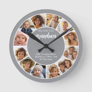 12 Foto Funky Fotocollage - We houden van oma Ronde Klok