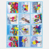 12 Foto Grid Collage Baby Blauw Fleece Deken (Voorkant)