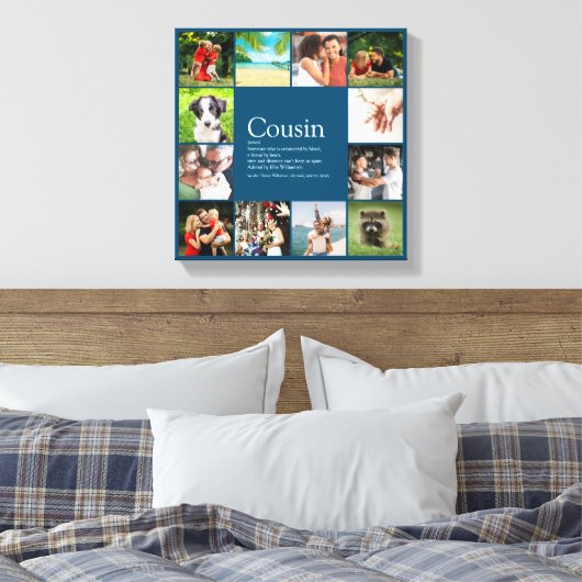 12 Foto Modern Blauw Beste Neef Ooit Definitie Canvas Afdruk (Insitu (Slaapkamer))