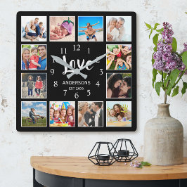 12 Foto Sjabloon Familie Liefde Manuscript Modern Vierkante Klok