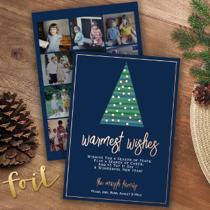 12 Foto: Warmest Wishes Christmas Tree Ornaments Folie Feestdagenkaart