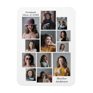 12 Fotocollage Afstuderen naam Flexible Magneet