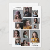12 Fotocollage Gepersonaliseerde Afstuderen Naam & Aankondiging (Voorkant / Achterkant)