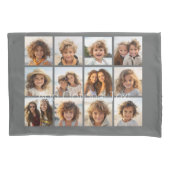 12 Fotocollage met aangepaste achtergrond grijs Kussensloop (Voorkant)