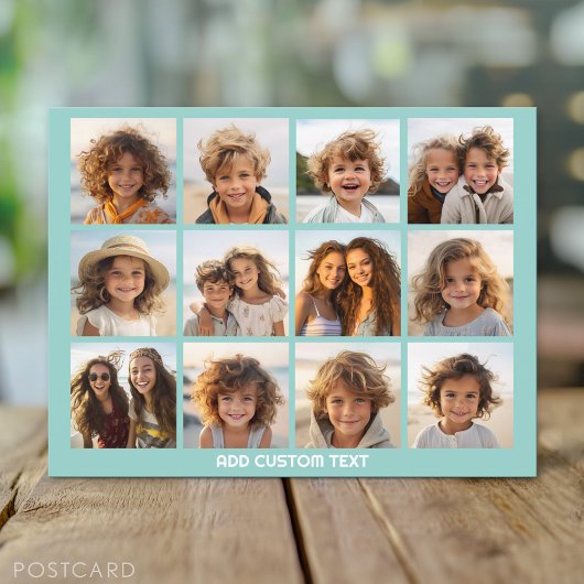 12 Fotocollage met Aqua Background Briefkaart