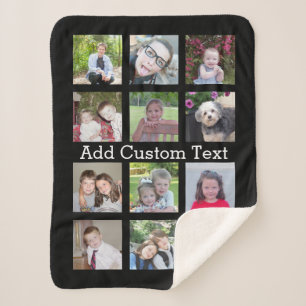 12 Fotocollage met zwarte achtergrond Sherpa Deken