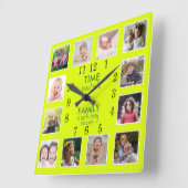12 Fotocollage tijd met gezinspaghebbende neon Gre Vierkante Klok (Hoek)