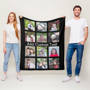 12 Fotoinstagram collage met zwarte achtergrond Fleece Deken