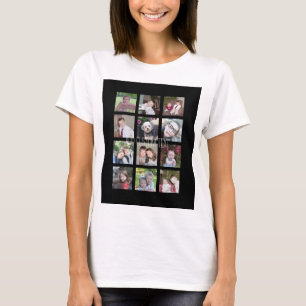 12 Fotoinstagram collage met zwarte achtergrond T-shirt
