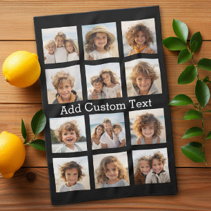 12 Fotoinstagram collage met zwarte achtergrond Theedoek