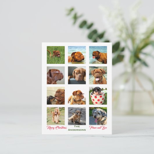 12 foto's familiefoto ✨ Collage Kerstmis Briefkaart (Staand voorkant)