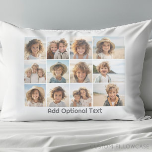 12 foto's op wit - Modern, minimaal met tekst Kussensloop