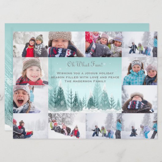 12 Foto's Winterlandschap Collage - 6x8 Kerstmis Feestdagenkaart (Voorkant / Achterkant)