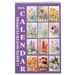 12 Geboortemaandbloemen 2026 Wandkalender Kalender