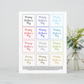 12 Happy Vaderdag Fabric Font Labels Paper (Staand voorkant)