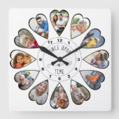 12 Heart Shaped Photos White Vierkante Klok (Voorkant)