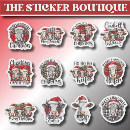 12 in een Boerderij-thema vakantie Koe kerst Sticker