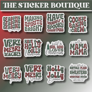 12 in een feestelijke Christmas Plaid Sticker Pack