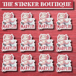 12 in één Schattigee aangepaste naam die Axolotl S Sticker
