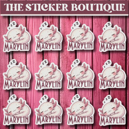 12 in een Schattigee aangepaste naam slapen Axolot Sticker