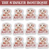 12 in een Schattigee aangepaste naam Snack Time Ax Sticker (Voorkant)