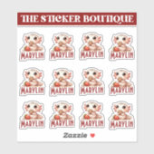 12 in een Schattigee aangepaste naam Snack Time Ax Sticker (Vel)