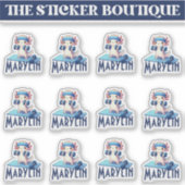 12 in één Schattigee aangepaste naam Workout Axolo Sticker (Voorkant)