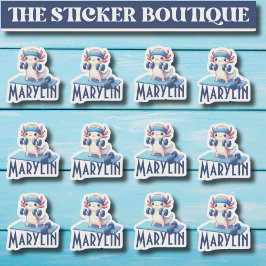 12 in één Schattigee aangepaste naam Workout Axolo Sticker