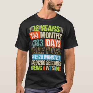 12 jaar 144 maanden Geweldige 12e verjaardag T-shirt