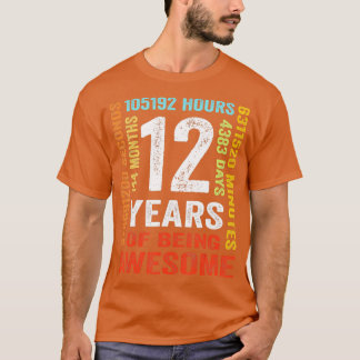 12 jaar 144 maanden Geweldige 12e verjaardag T-shirt
