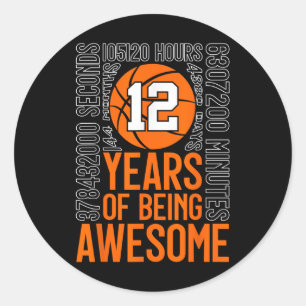 12 jaar Geweldige basketbal 12e verjaardag Ronde Sticker