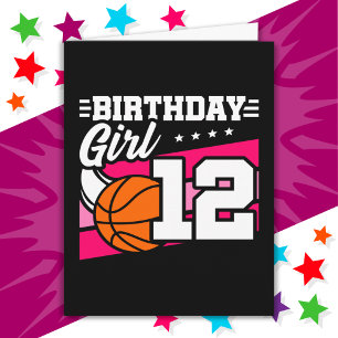 12 Jaar Oud Basketbal Party 12e Verjaardag Meisje Kaart