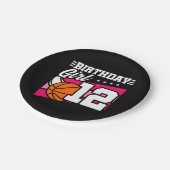 12 Jaar Oud Basketbal Party 12e Verjaardag Meisje Papieren Bordje (Gekanteld)