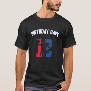 12 jaar oud Birthday Boy Red en Blue Basketball T-shirt