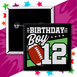 12 Jaar Oud Football Party Thema 12e Verjaardags J Vierkante Button 5,1 Cm