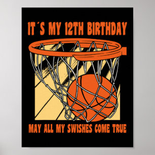 12 Jaar Oud Gelukkig 12e Verjaardag Basketbal 12e Poster
