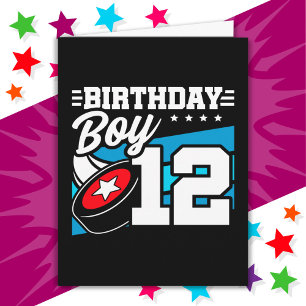 12 Jaar Oud Hockey Party Thema 12e Verjaardag Jong Kaart