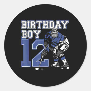 12 jaar oud ijshockey thema verjaardagsfeestje 12e ronde sticker