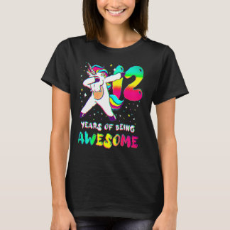 12 Jaar Oud Meisje Eenhoorn Dabbing 12e Verjaardag T-shirt