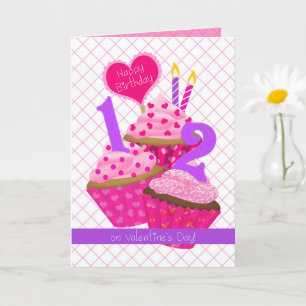 12 jaar oud op Valentijnsdag  Geboortedag Kaart