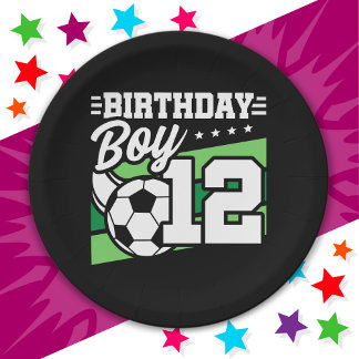 12 Jaar Oud Voetbal Football Kinder 12e Verjaardag Papieren Bordje