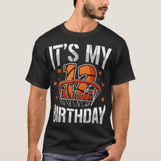 12 jaar oude 12e verjaardag basketbal partij jonge t-shirt