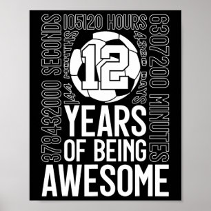 12 Jaar Voetbal Awesome 12e Verjaardag  Poster